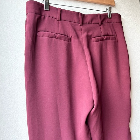 Anthropologie Sasha Button Fly Tapered High Rise Trousers Pants Wine Red Sz 8 - Picture 10 of 15
